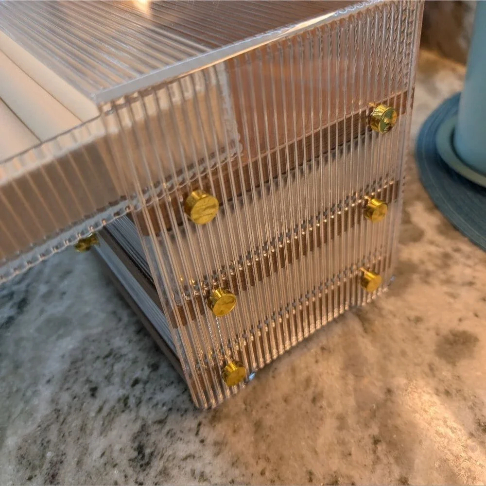 NIB Acrylic Jewelry /Organizer with Wood And Gold Accents